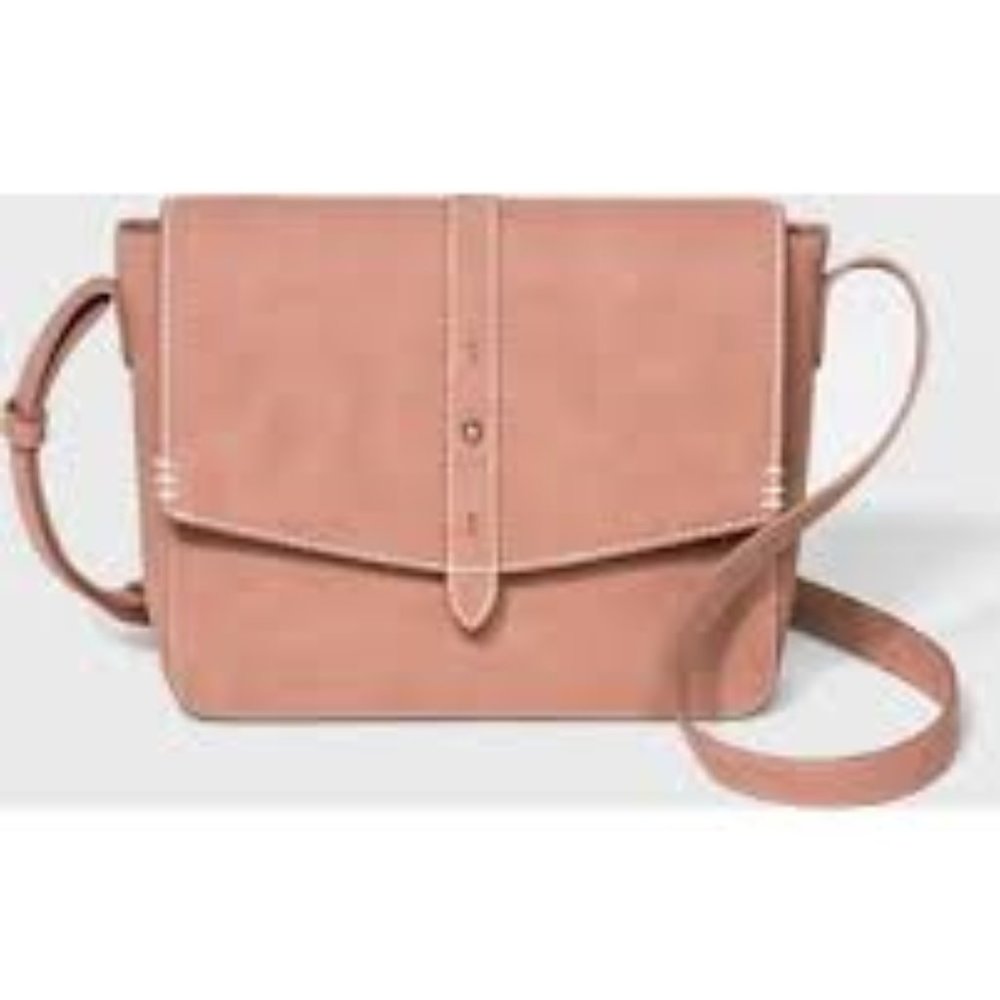 Carter Midi Flap Crossover Bag-Blush